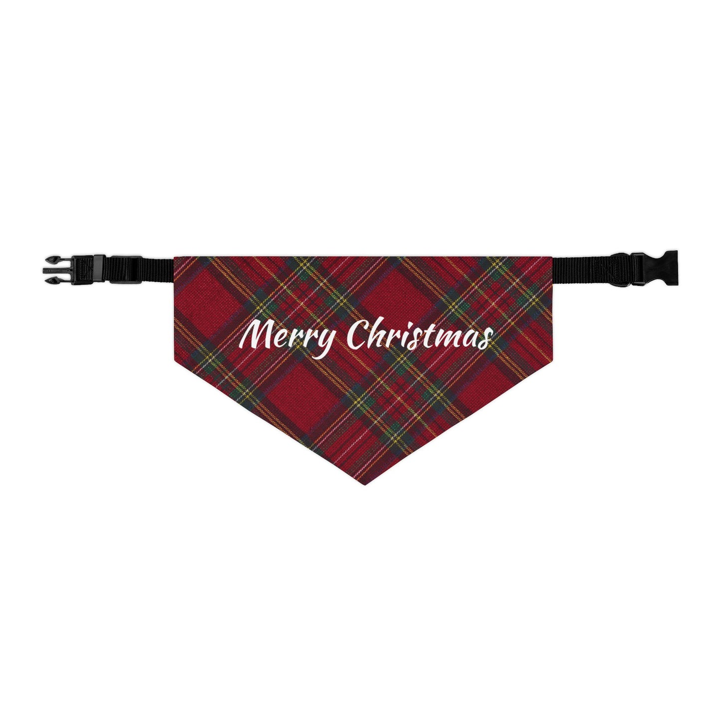 Merry Christmas Plaid Pet Bandana Collar | S, M, L, XL