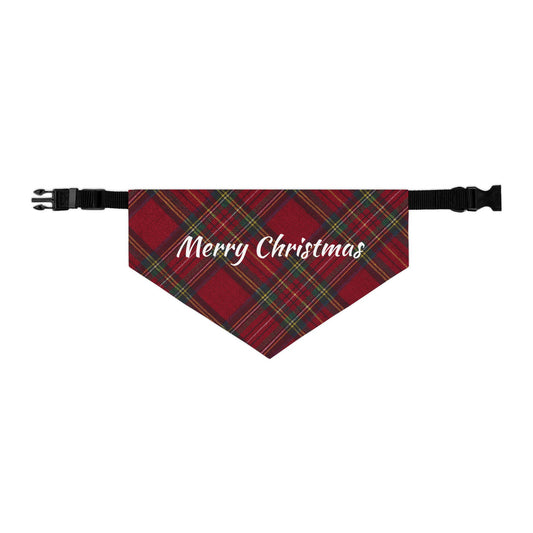 Merry Christmas Plaid Pet Bandana Collar | S, M, L, XL