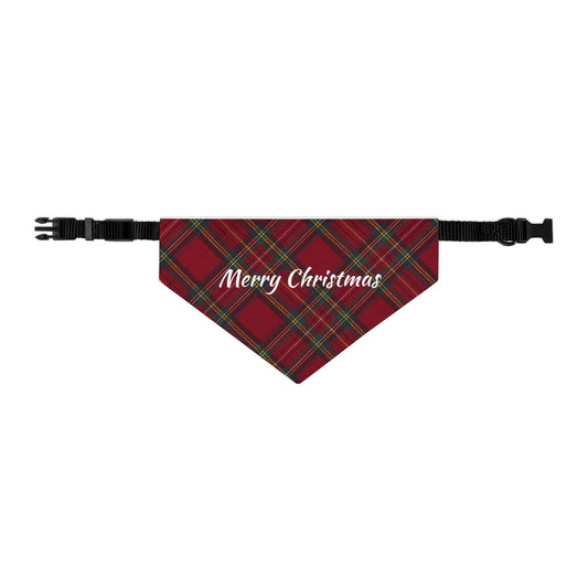 Merry Christmas Plaid Pet Bandana Collar | S, M, L, XL