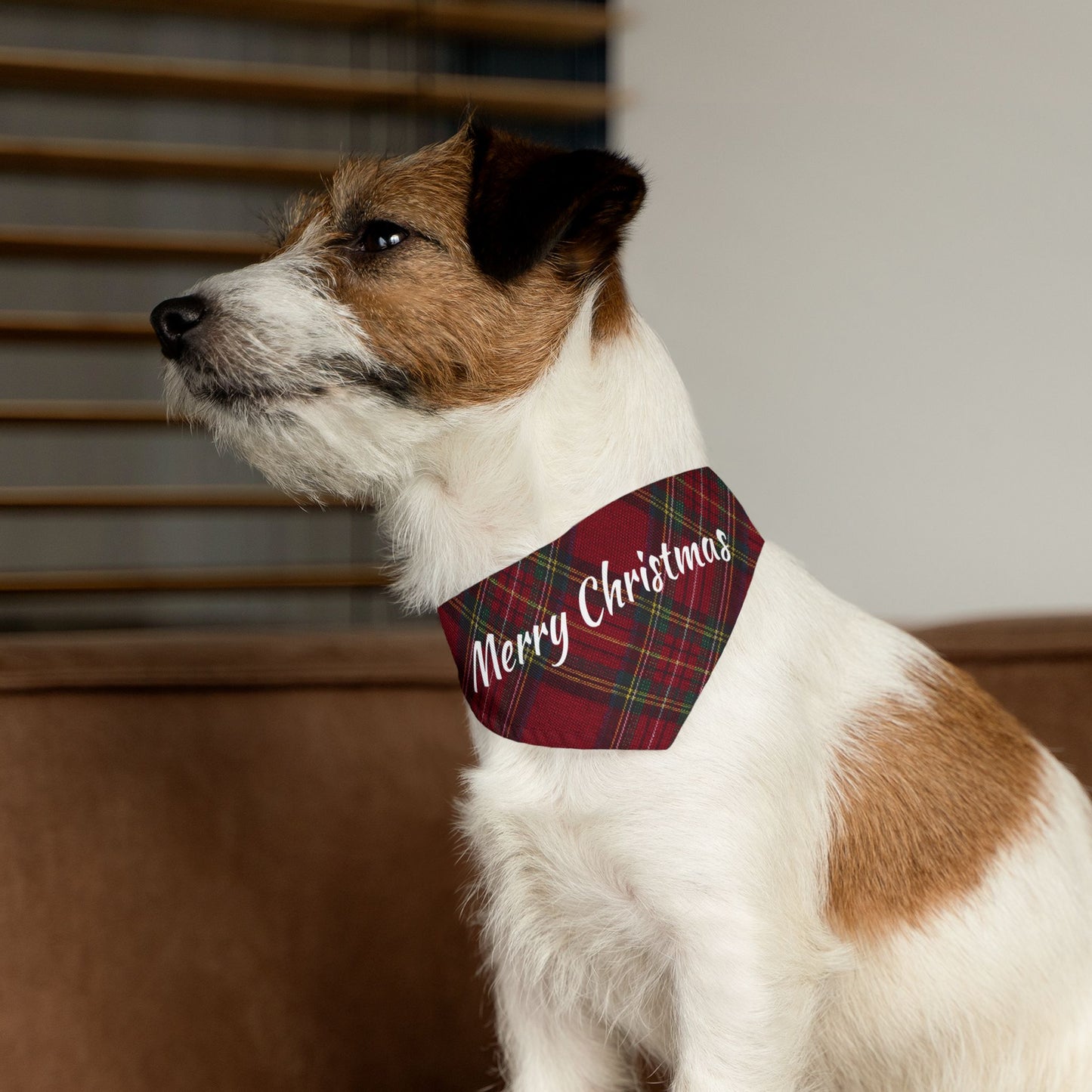 Merry Christmas Plaid Pet Bandana Collar | S, M, L, XL