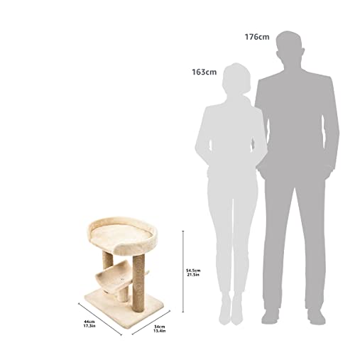 New Amazon Basics Multi- Platform Cat Tree with Scratching Post | 18 x 14 x 22 Inches, Beige, Platform