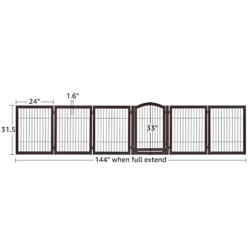 New unipaws Extra Wide Dog Gate and Pet Playpen | 144 in W × 31 in H, Espresso Wood