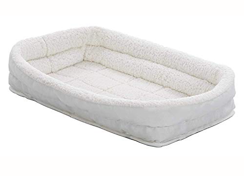 New MidWest Homes for Pets Large QuietTime Double Bolster Pet Bed | White, 42-Inch