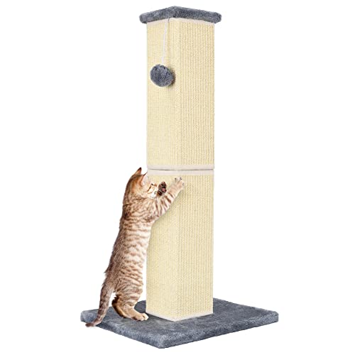 New YULOYI Cat Scratching Post Tall Sisal Scratch Post | Grey, 32"