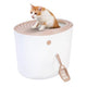 New IRIS USA Top Entry Cat Litter Box with Scoop | Beige/White