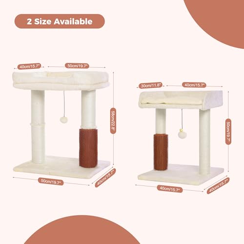 New Pawfessor Cat Tree Tower Scratching Post with Self Groomer | Large Beige, 20×15.7"