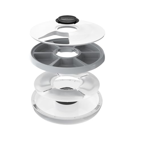 New Amazon Basics Automatic Pet Feeder with Cooling Pack | White, 31.5×31.5×8.3 cm