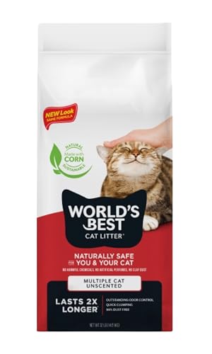 New WORLD'S BEST CAT LITTER Multiple Cat Unscented, Natural Ingredients | Unscented, 32 lb