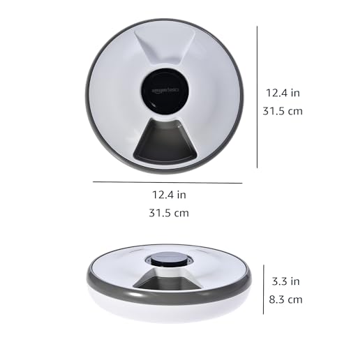 New Amazon Basics Automatic Pet Feeder with Cooling Pack | White, 31.5×31.5×8.3 cm