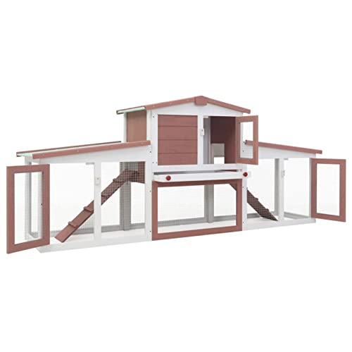 New Bopdu Wooden Rabbit Hutch Extra Large with Removable Tray & Ramp | 80" & Brown
