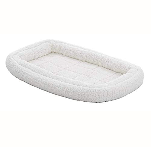 New MidWest Homes for Pets Large QuietTime Double Bolster Pet Bed | White, 42-Inch