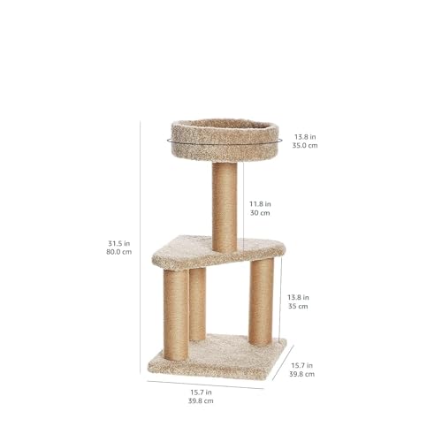 New Amazon Basics Indoor Cat & Kitten Multi-Level Activity Tower | Beige, 31.5" (Medium)