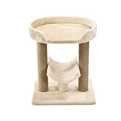 New Amazon Basics Multi- Platform Cat Tree with Scratching Post | 18 x 14 x 22 Inches, Beige, Platform