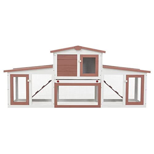 New Bopdu Wooden Rabbit Hutch Extra Large with Removable Tray & Ramp | 80" & Brown