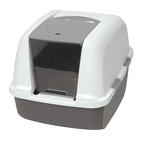New Catit Airsift Jumbo Hooded Litter Pan | Warm Gray/White, Jumbo