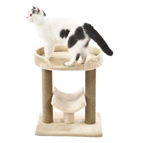 New Amazon Basics Multi- Platform Cat Tree with Scratching Post | 18 x 14 x 22 Inches, Beige, Platform