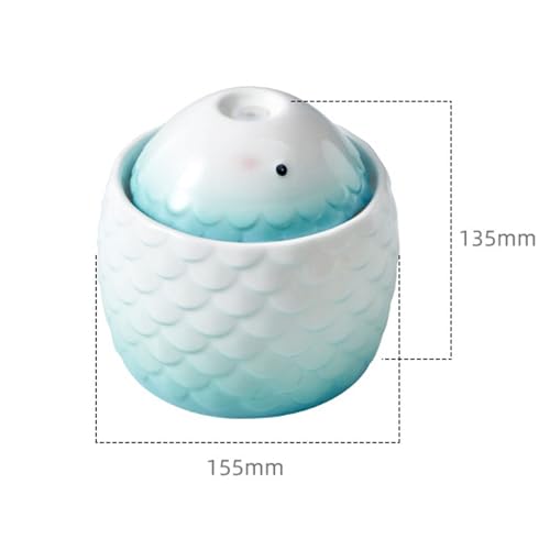 New Ceramic Cat Water Fountain Automatic Drinking Dispenser | 1L, Blue