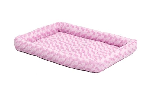 New MidWest Homes for Pets QuietTime Fashion XXS Dog Bed | Pink Faux Fur Bolster, 18 Inch