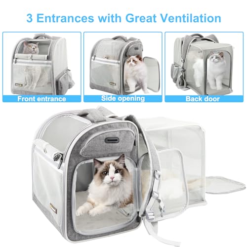 New Texsens Expandable Pet Backpack Carrier | Grey