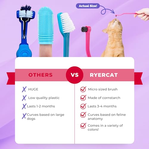 New RYERCAT Dual Sided Cat Toothbrush with Micro Head | Candy Cane