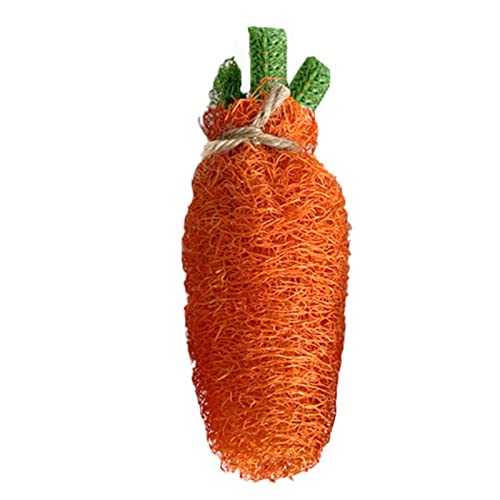 New ASYWISH Rabbit Chew Toy Natural Loofah Carrot Small Animal Grinding Playing Toy
