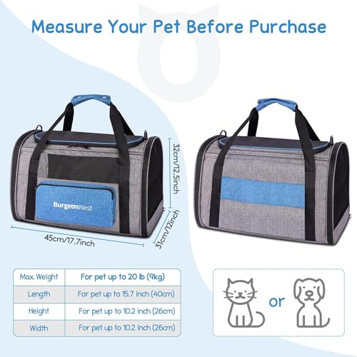 New BurgeonNest Soft-Sided Pet Carrier (4 Windows) | Blue&Gray