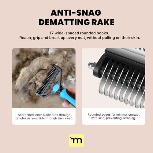 New MalsiPree Cat Shedding Brush 2-in-1 Deshedding Tool & Undercoat Rake | Blue