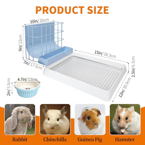 New BESNEW 3 in 1 Rabbit Hay Feeder with Litter Box