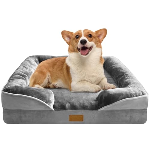 New Spotted Play Orthopedic Dog Bed with Sides | Grey - M