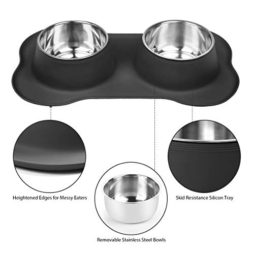 New URPOWER Stainless Steel Dog Bowls with No-Spill Mat | 53 oz