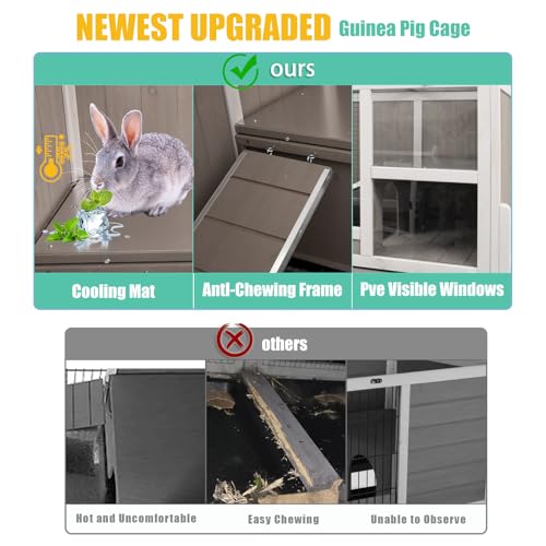 New Ketive Rabbit Hutch Indoor Wooden Bunny Hutch with Stand & Ramp