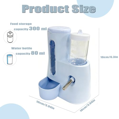 New IVICOO Hamster Food Bowl Guinea Pig Water Bottle | Blue