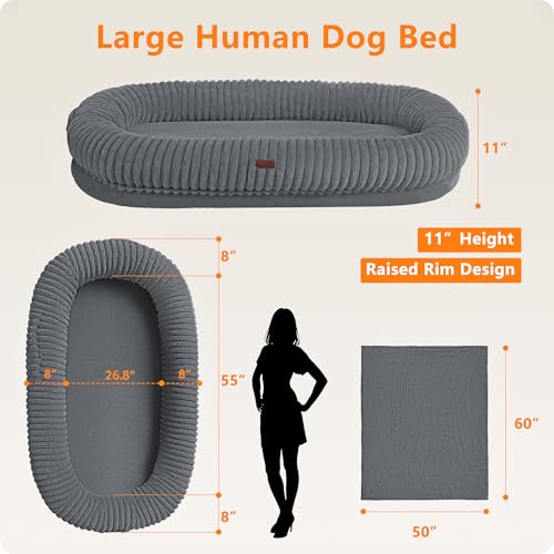 New DANFOOZIO Human Dog Bed for Adult | 71"x41.3"x11", Medium Gray