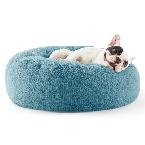 New Bedsure Calming Dog Bed for Small Dogs  | 23 inches, Washed Blue
