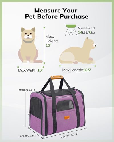 New Morpilot Soft-Sided Cat/Dog Carrier | Purple & Up to 18 lb
