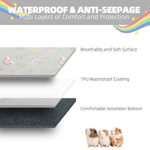 New Homimp Guinea Pig Cage Liners Washable Small Animal Bedding | Grey, 2 pack 24" x 47"