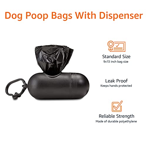 New Amazon Basics Dog Poop Bags with Dispenser | Unscented,  600 Count + Leash Clip