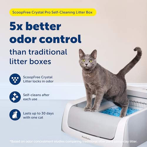 New PetSafe Legacy ScoopFree Crystal Pro Self-Cleaning Automatic Litter Box | Includes 1 Crystal Litter Tray