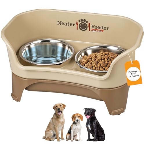 New Neater Feeder Express Mess Proof Elevated Dog Bowls | Cappuccino, Medium/Large