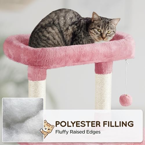 New Yaheetech Multi-Level Kitten Tree with Sisal Posts & Condo | Pink, 63"