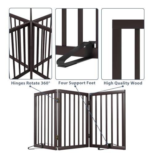 New Mino Kesper Freestanding Wooden Dog Gate for Doorways and Stairs | Adjustable, Natural Wood