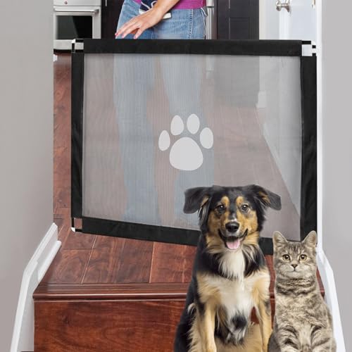 New NAMSAN Magic Dog Gate for Stairs and Doorways | 39.3 × 31.5 in, Black Mesh