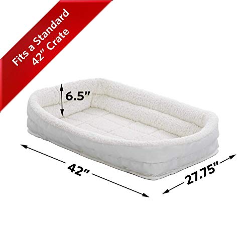 New MidWest Homes for Pets Large QuietTime Double Bolster Pet Bed | White, 42-Inch