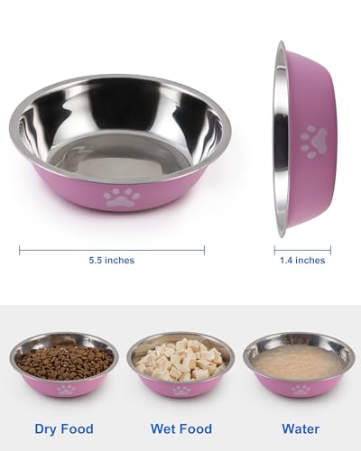 New 6 PCS Stainless Steel Cat Bowls Whisker Friendly | 6 pcs, 5.5 inch, Green