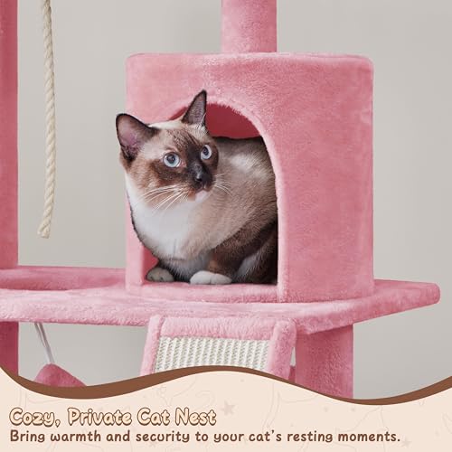 New Yaheetech Multi-Level Cat Tree Condo with Basket Hammock & Scratching Post | 63.5"