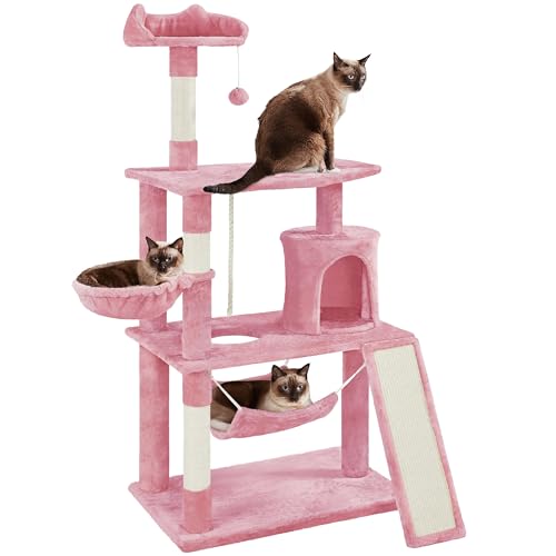 New Yaheetech Multi-Level Cat Tree Condo with Basket Hammock & Scratching Post | 63.5"