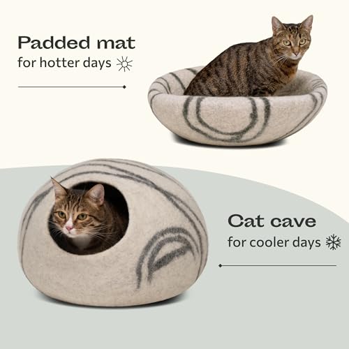 New MEOWFIA Cat Cave (100% Merino Wool) | Light Grey & Medium