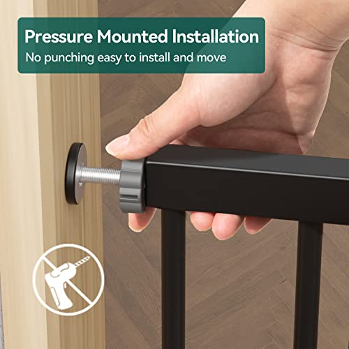 New BABELIO Extra Wide Baby/Dog Gate PressGuard P7 (Auto-Close, Pressure Mounted) | 29-55 in, Black