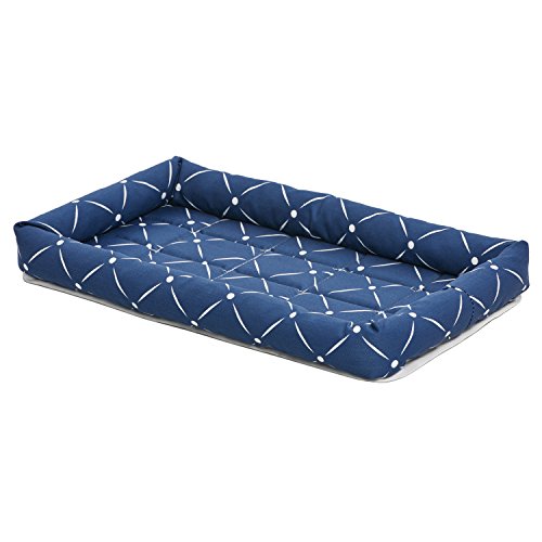New MidWest Homes for Pets 40222-BLD Quiet Time Couture Ashton Bolster Pet Bed | Small Dog/22, Blue