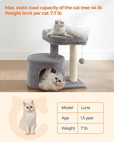 New Feandrea Cat Tree Tower with Sisal Post & Padded Perch | Light Gray